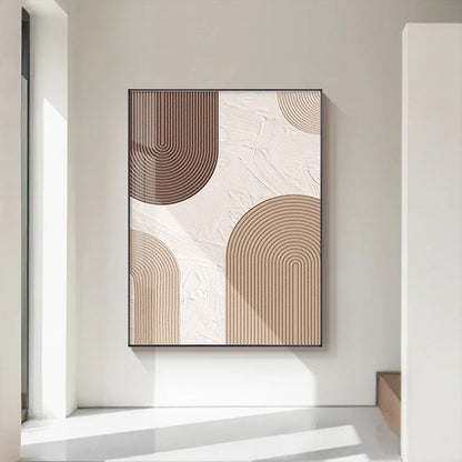 Modern Abstract Beige Geometric Lines Wall Art Fine Art Canvas Prints Pictures For Living Room Dining Room Home Office Decor