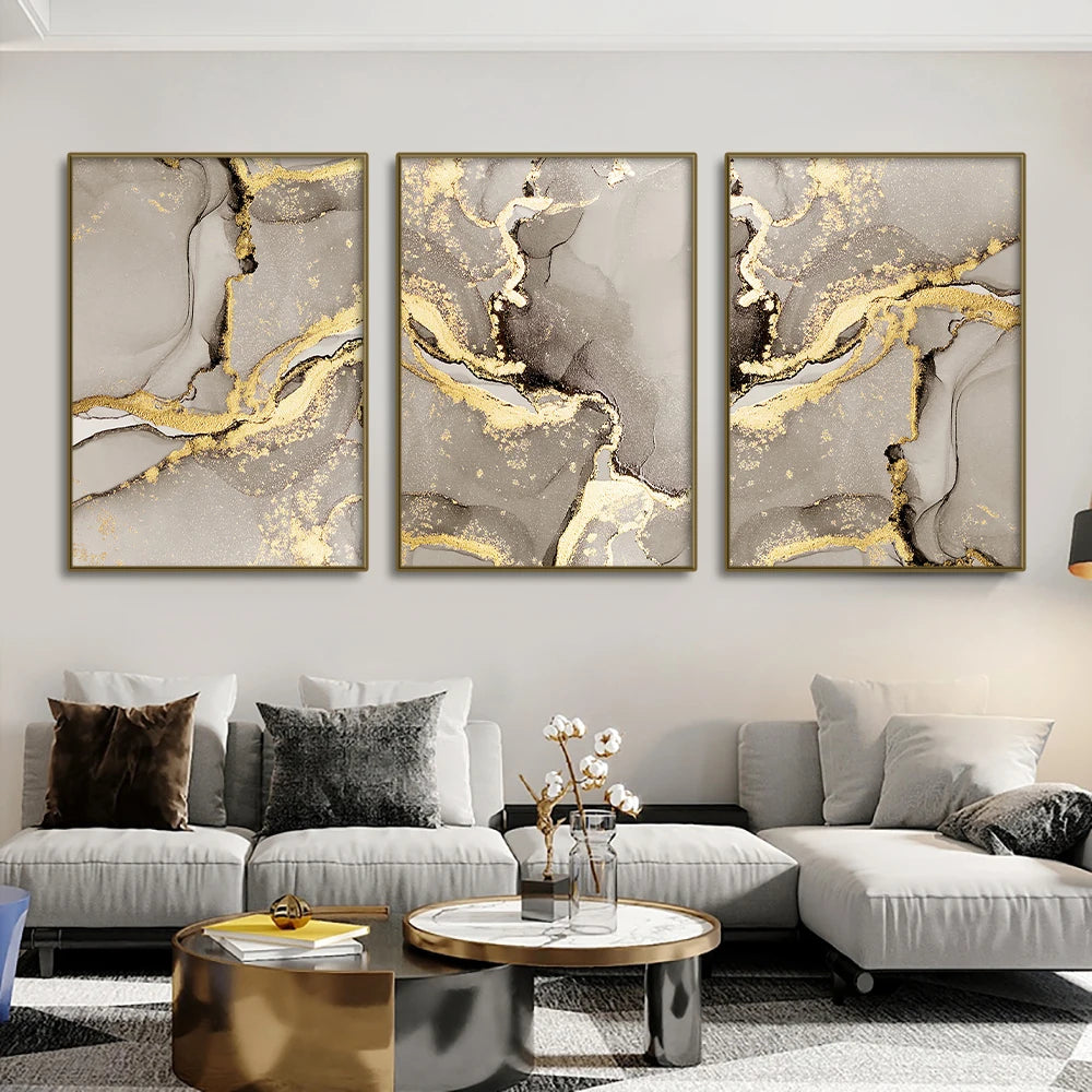 * Featured Sale * Modern Abstract Beige Golden Marble Print Wall Art Fine Art Canvas Prints Pictures For Living Room Bedroom Light Luxury Home Decor