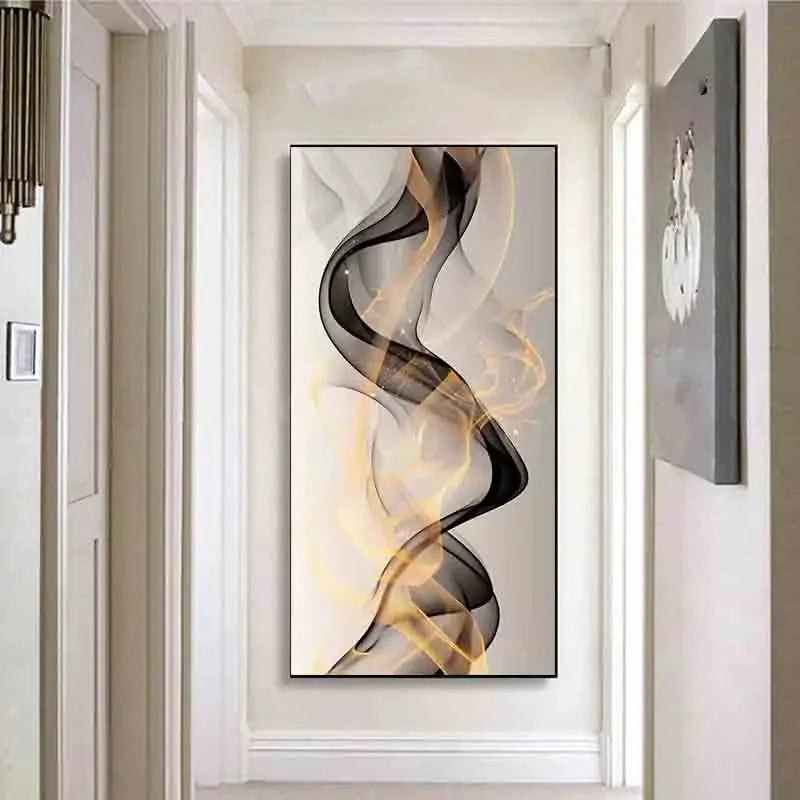 Modern Abstract Flowing Flame Dance Wall Art Fine Art Canvas Print Picture For Living Room Dining Room Modern Entranceway Art Decor