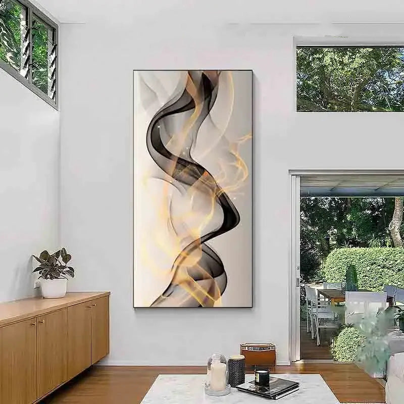 Modern Abstract Flowing Flame Dance Wall Art Fine Art Canvas Print Picture For Living Room Dining Room Modern Entranceway Art Decor