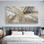 Modern Abstract Gray Beige Golden Wall Art Fine Art Canvas Prints Picture For Luxury Living Room Bedroom Art For Contemporary Interiors