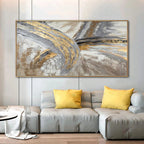 Modern Abstract Gray Beige Golden Wall Art Fine Art Canvas Prints Picture For Luxury Living Room Bedroom Art For Contemporary Interiors