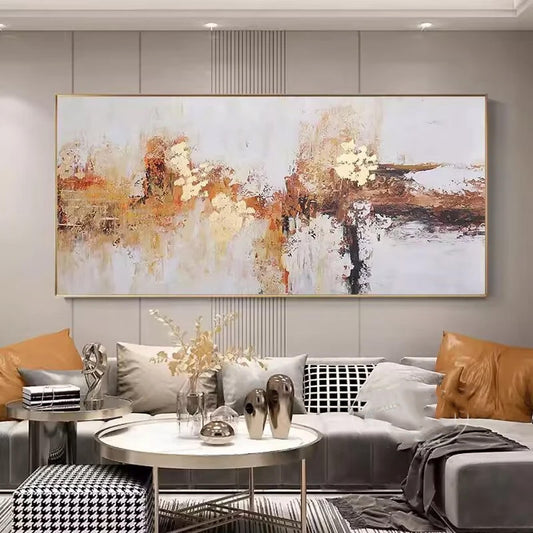 * Hand Painted * Modern Abstract Large Format Acrylic Oil Painting For Living Room Above Sofa Dining Room Art Decor - Unique Hand Painted Acrylic Oil Painting On Canvas