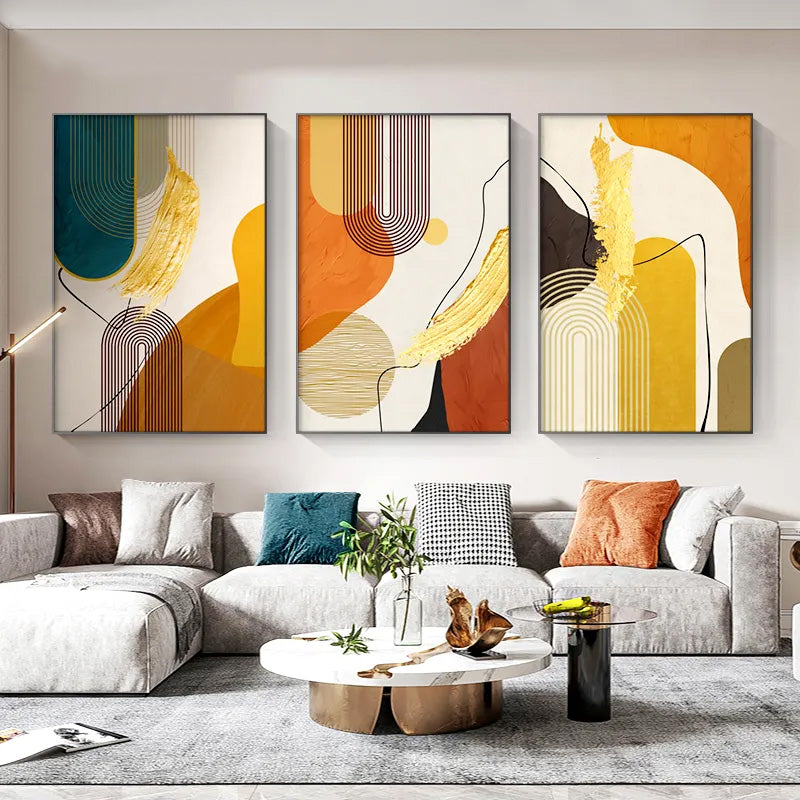 Modern Abstract Line Shape & Form Colorful Wall Art Fine Art Canvas Prints Pictures For Living Room Dining Room Home Office Decor