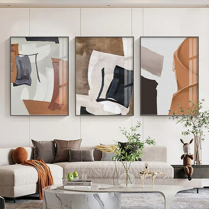 Modern Abstract Neutral Colors Brown Beige Black Wall Art Fine Art Canvas Prints Pictures For Living Room Bedroom Home Office Art Decor