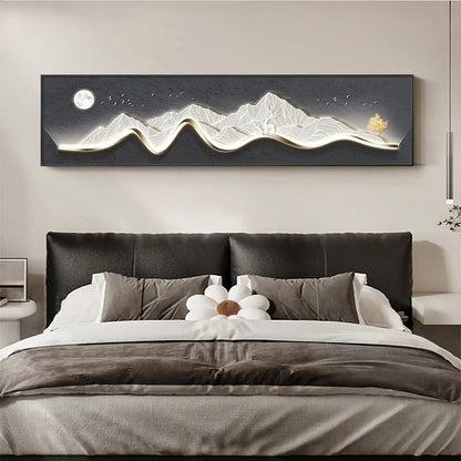 Modern Abstract Nordic Deer Mountain Panorama Wall Art Fine Art Canvas Prints 3d Design Wide Format Pictures For Above The Bed Above The Sofa