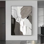 Modern Abstract Shades Of Gray Wall Art Fine Art Canvas Prints Thick Brush Painting Prints For Urban Apartment Living Room Home Office Decor