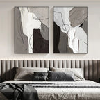 Modern Abstract Shades Of Gray Wall Art Fine Art Canvas Prints Thick Brush Painting Prints For Urban Apartment Living Room Home Office Decor