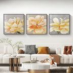 Modern Abstract Yellow Flower Wall Art Fine Art Canvas Prints Square Format Floral Pictures For Living Room Bedroom Art Decor