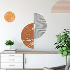 Geometric Circles Sun & Moon Wall Sticker For Kitchen Living Room Removable Self Adhesive Vinyl Wall Decal For Creative DIY Home Decor
