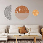Geometric Circles Sun & Moon Wall Sticker For Kitchen Living Room Removable Self Adhesive Vinyl Wall Decal For Creative DIY Home Decor