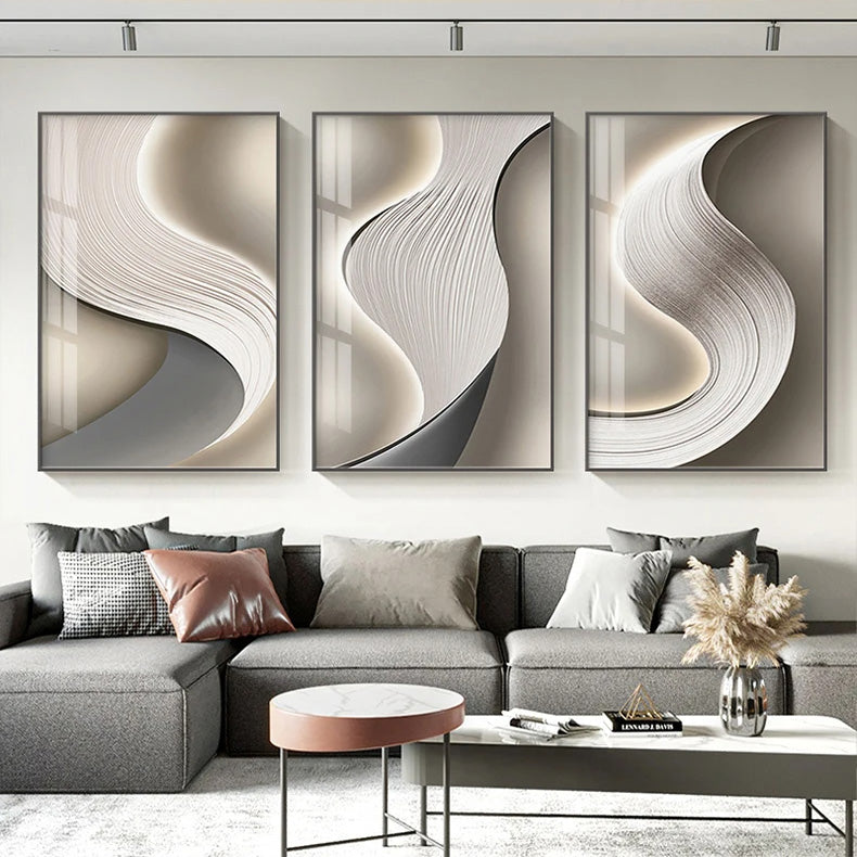 ARTCANVAS Art Deco Brown newest Lines On White Canvas Art Print