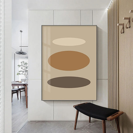 Modern Beige Geometric Shapes Minimalist Abstract Wall Art Fine Art Canvas Prints Pictures For Living Room Bedroom Contemporary Home Office