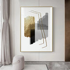 Modern Black Gray Golden Abstract Wall Art Fine Art Canvas Prints Pictures For Luxury Apartment Living Room Home Office Salon Art Decor