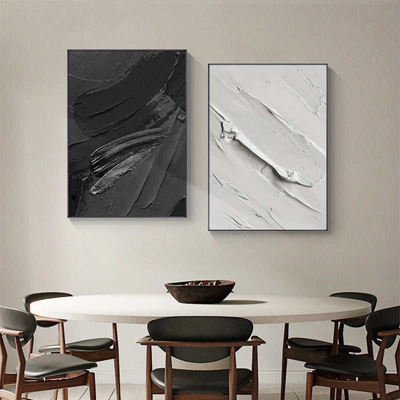 Modern Minimalist Urban Architectural Wall Art Fine Art Canvas Prints Black Grey Terracotta Thick Brush Abstract Pictures For Home Office Decor
