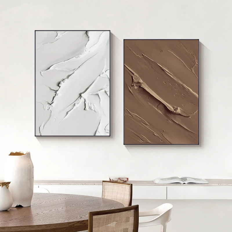 Modern Minimalist Urban Architectural Wall Art Fine Art Canvas Prints Black Grey Terracotta Thick Brush Abstract Pictures For Home Office Decor