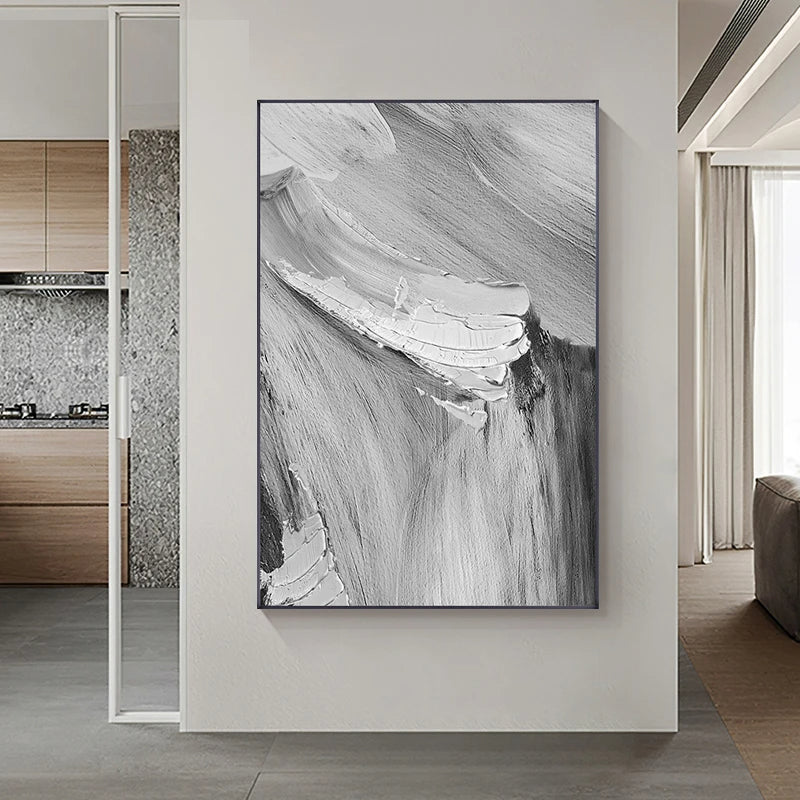 Modern Minimalist Urban Architectural Wall Art Fine Art Canvas Prints Black Grey Terracotta Thick Brush Abstract Pictures For Home Office Decor