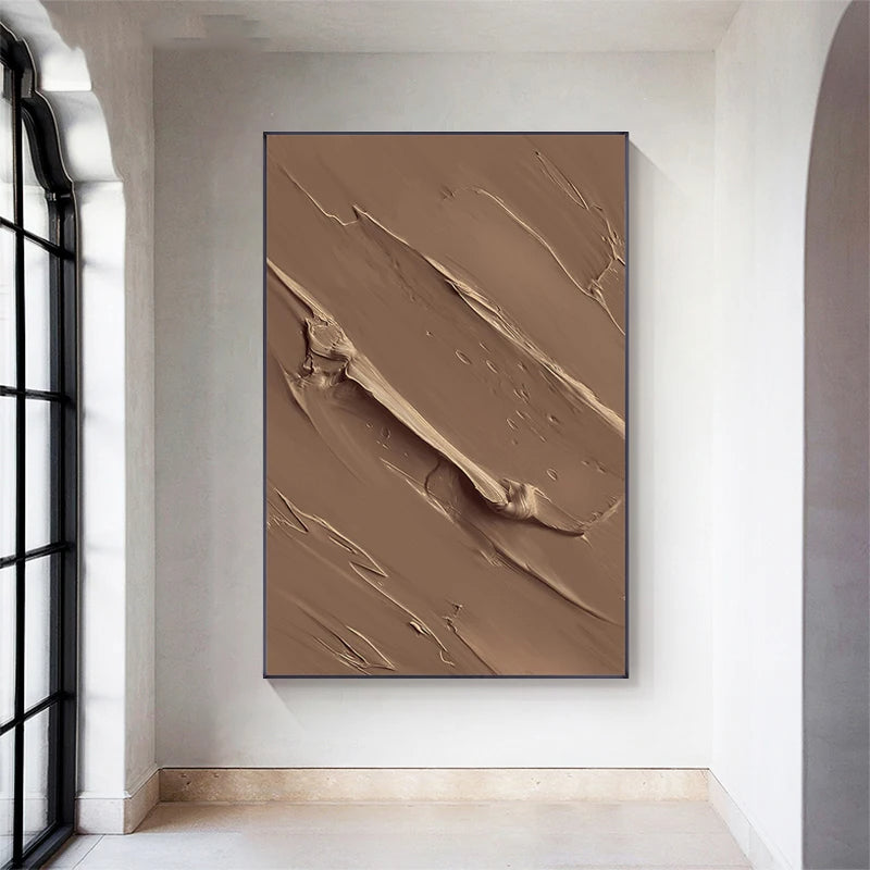 Modern Minimalist Urban Architectural Wall Art Fine Art Canvas Prints Black Grey Terracotta Thick Brush Abstract Pictures For Home Office Decor