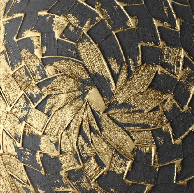 Modern Abstract Aesthetics Black Golden Geometric Wall Art Fine Art Canvas Prints Square Format Pictures For Living Room Home and Office Art Decor