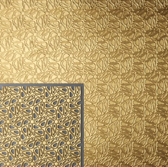 Gold metallic decorative panel with geometric pattern