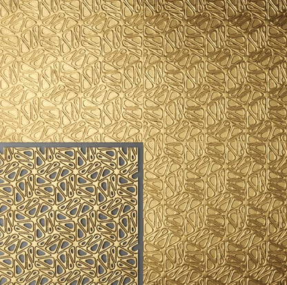 Gold metallic decorative panel with geometric pattern