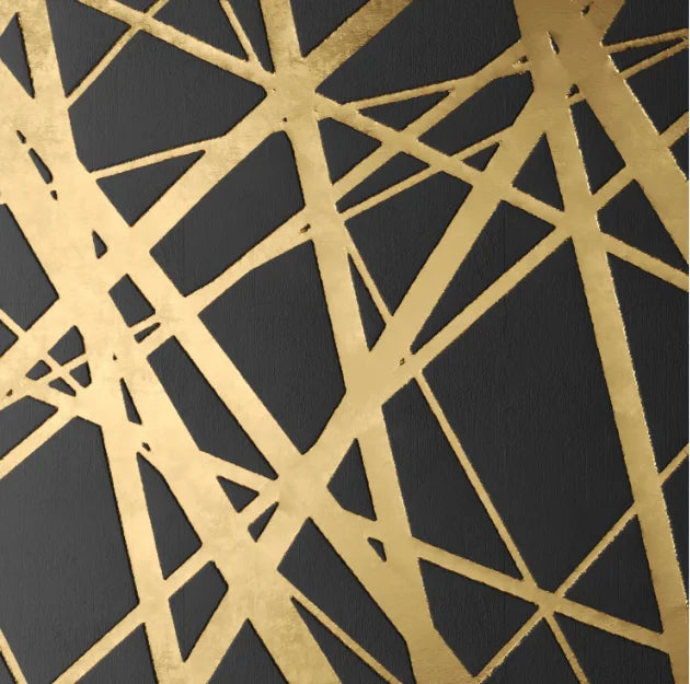 Gold geometric pattern on a black background
