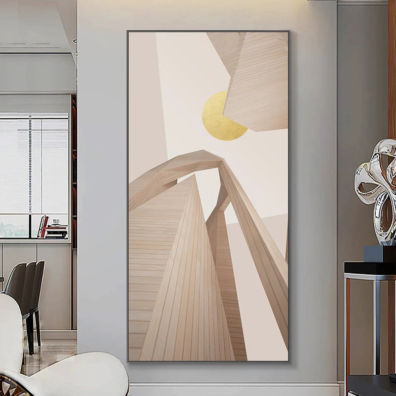 Modern Abstract Architectural Sunrise Wall Art Fine Art Canvas Prints Pictures For Contemporary Loft Apartment Home Office Foyer Art Decor