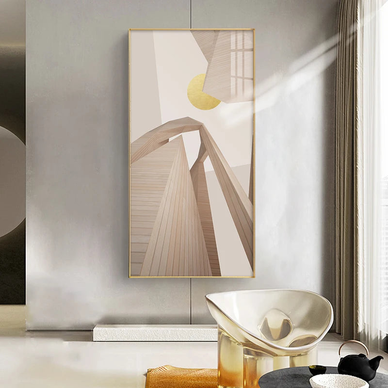 Modern Abstract Architectural Sunrise Wall Art Fine Art Canvas Prints Pictures For Contemporary Loft Apartment Home Office Foyer Art Decor