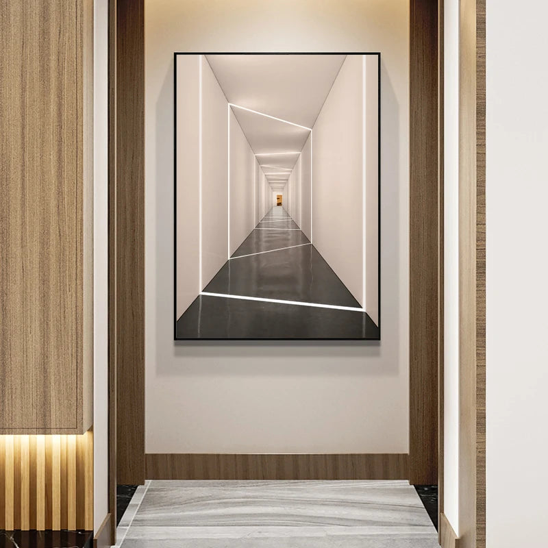 Modern Abstract Architectural Wall Art Fine Art Canvas Prints Visual Space Extension Pictures For Living Room Reception Studio Foyer Art Decor