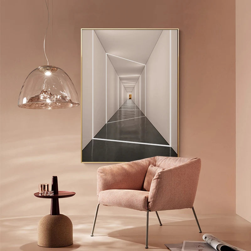 Modern Abstract Architectural Wall Art Fine Art Canvas Prints Visual Space Extension Pictures For Living Room Reception Studio Foyer Art Decor