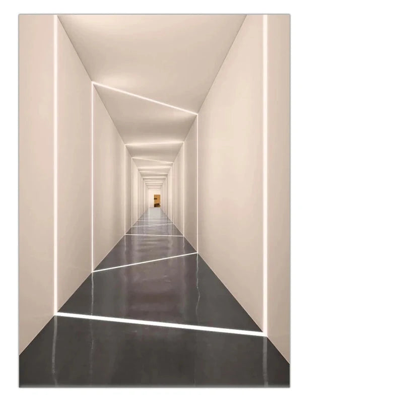 Modern Abstract Architectural Wall Art Fine Art Canvas Prints Visual Space Extension Pictures For Living Room Reception Studio Foyer Art Decor