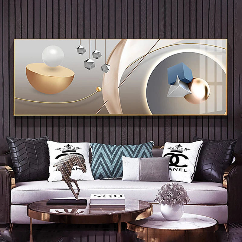 Modern Abstract Auspicious Geometry Feng Shui Wall Art Fine Art Canvas Prints Wide Format Pictures For Bedroom Art For Above The Bed