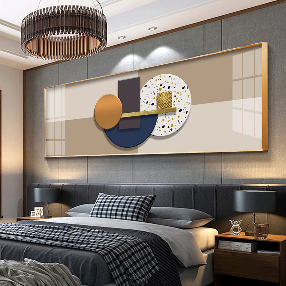 Modern Abstract Auspicious Geometry Feng Shui Wall Art Fine Art Canvas Prints Wide Format Pictures For Bedroom Art For Above The Bed