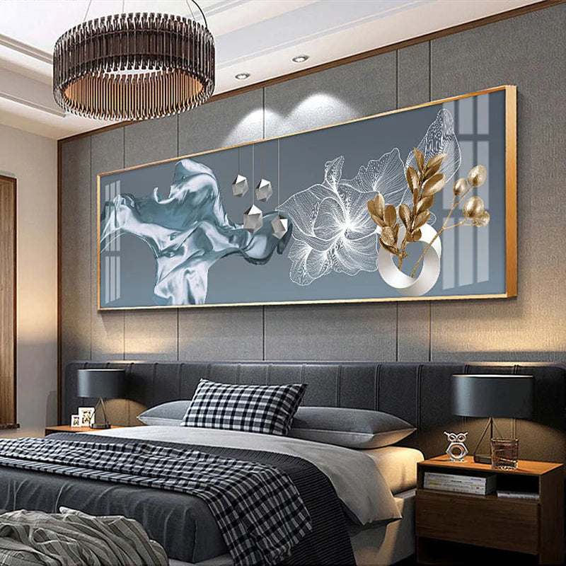 Modern Abstract Auspicious Geometry Feng Shui Wall Art Fine Art Canvas Prints Wide Format Pictures For Bedroom Art For Above The Bed