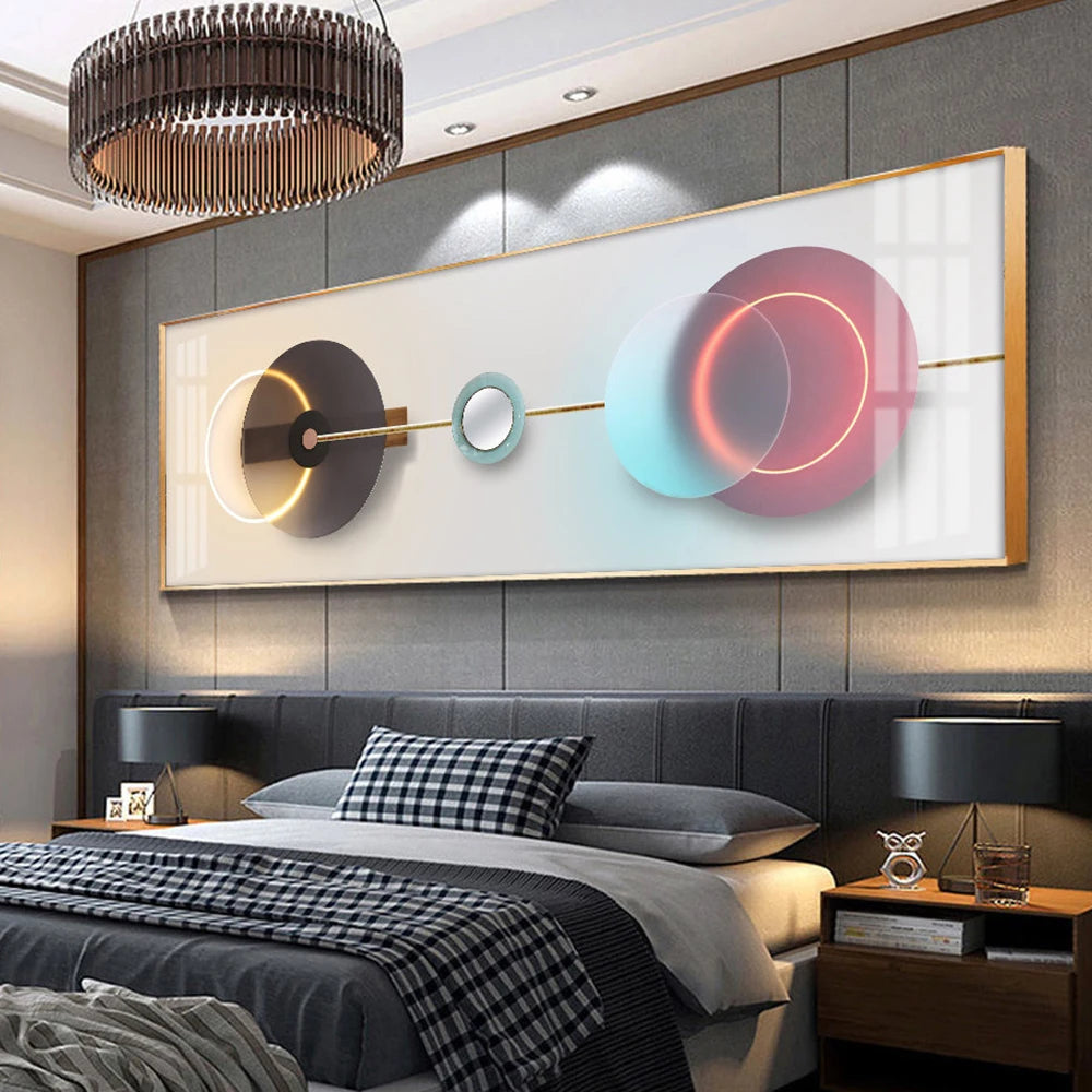 Modern Abstract Auspicious Geometry Feng Shui Wall Art Fine Art Canvas Prints Wide Format Pictures For Bedroom Art For Above The Bed