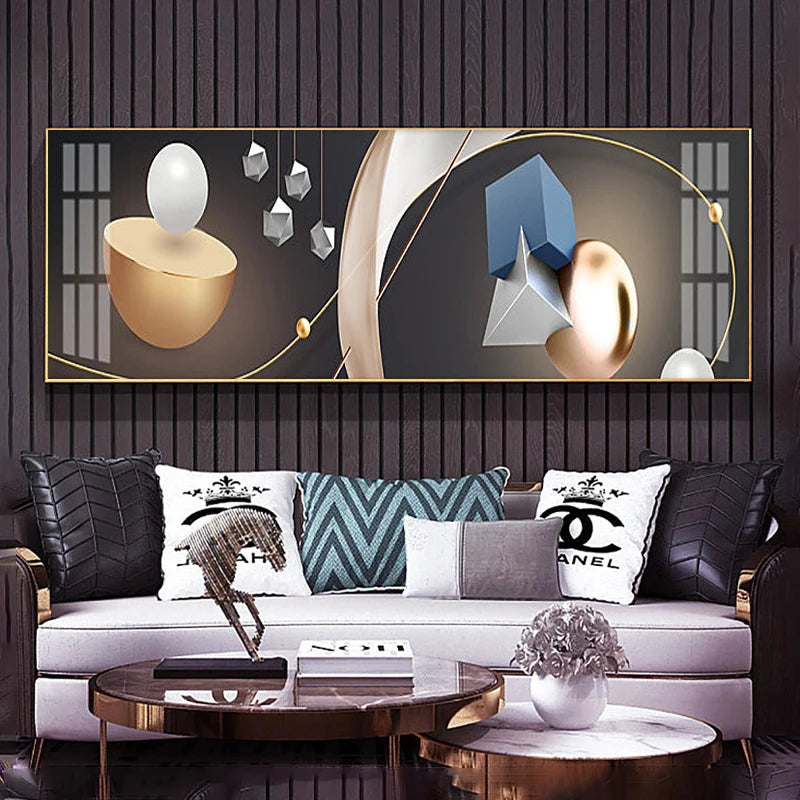 Modern Abstract Auspicious Geometry Feng Shui Wall Art Fine Art Canvas Prints Wide Format Pictures For Bedroom Art For Above The Bed