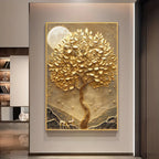 Modern Abstract Auspicious Golden Deer Tree Of Life Wall Art Fine Art Canvas Prints Pictures For Living Room Foyer Art Light Luxury Home Decor 2025