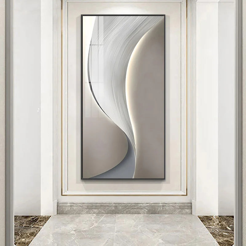 Modern Abstract Auspicious Golden Flowing Ribbon Wall Art Fine Art Canvas Prints Pictures For Living Room Entryway Reception Room Light Luxury Foyer Art Decor