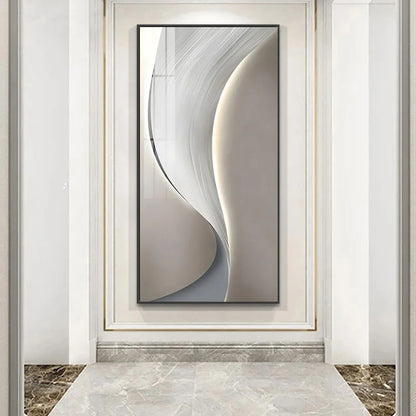 Modern Abstract Auspicious Golden Flowing Ribbon Wall Art Fine Art Canvas Prints Pictures For Living Room Entryway Reception Room Light Luxury Foyer Art Decor