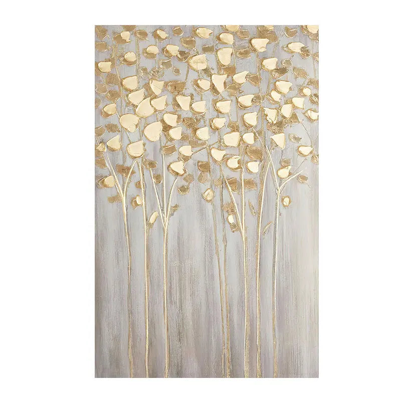 Modern Abstract Auspicious Golden Money Tree Wall Art Fine Art Canvas Prints Posters Pictures For Living Room Dining Room Bedroom Art Decor