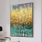 Modern Abstract Auspicious Golden Tree Wall Art Fine Art Canvas Print For Living Room Dining Room Home Office Decor
