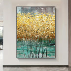 Modern Abstract Auspicious Golden Tree Wall Art Fine Art Canvas Print For Living Room Dining Room Home Office Decor