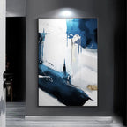 Modern Abstract Black Blue Gray Wall Art Fine Art Canvas Prints Pictures For Living Room Dining Room Foyer Art For Contemporary Interiors