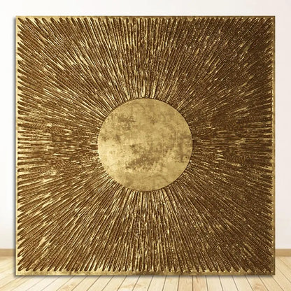 Modern Abstract Black Golden Geometric Wall Art Fine Art Canvas Prints Square Format Pictures For Living Room Dining Room Art For Home Office Decor