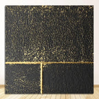 Modern Abstract Black Golden Geometric Wall Art Fine Art Canvas Prints Square Format Pictures For Living Room Dining Room Art For Home Office Decor