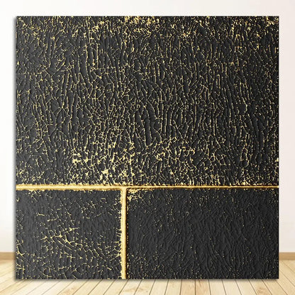 Modern Abstract Black Golden Geometric Wall Art Fine Art Canvas Prints Square Format Pictures For Living Room Dining Room Art For Home Office Decor