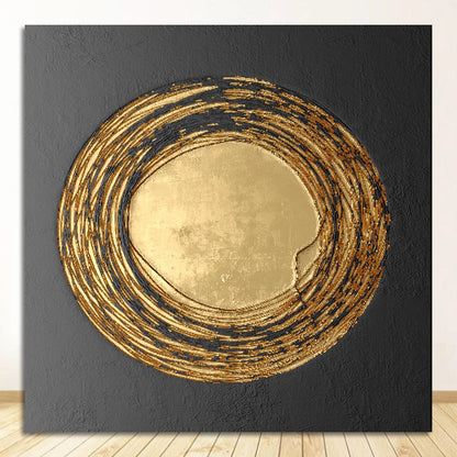 Modern Abstract Black Golden Geometric Wall Art Fine Art Canvas Prints Square Format Pictures For Living Room Dining Room Art For Home Office Decor