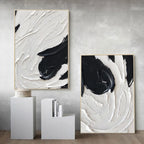 Modern Abstract Black & White Minimalist Wall Art Fine Art Canvas Prints Textural Design Pictures For Modern Loft Apartment Home Office Decor
