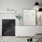 Modern Abstract Black & White Minimalist Wall Art Fine Art Canvas Prints Textural Design Pictures For Modern Loft Apartment Home Office Decor
