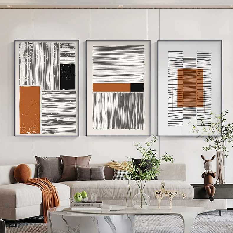 Modern Abstract Block Color Line Art Fine Art Canvas Print Wall Art Pictures For Living Room Dining Room Art For Contemporary Office Interior